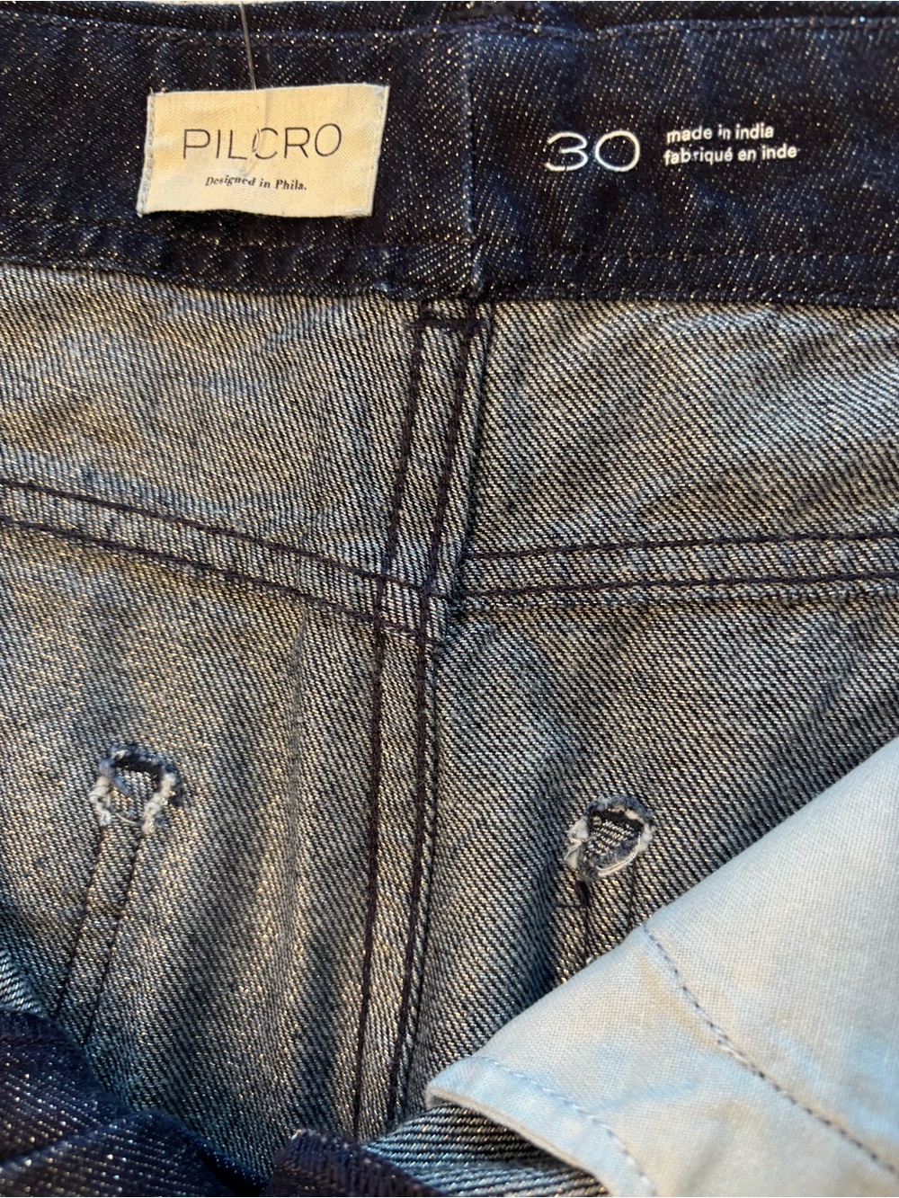 Pilcro Anthropologie Sparkle Lurex Wide Leg Jeans Size 30 Dark Wash Metallic - Picture 5 of 10
